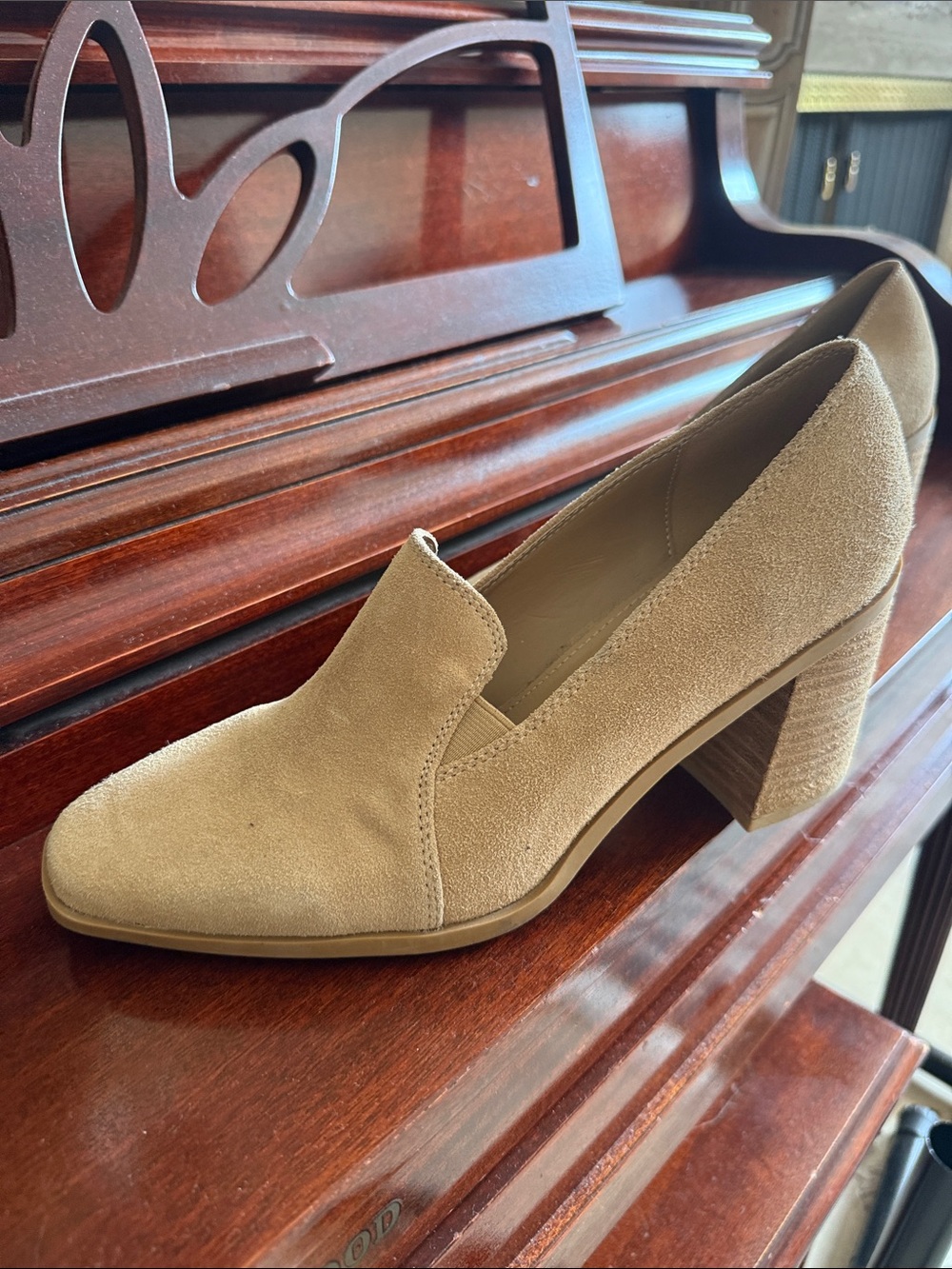 Joie Tan Suede Block Heel Loafer